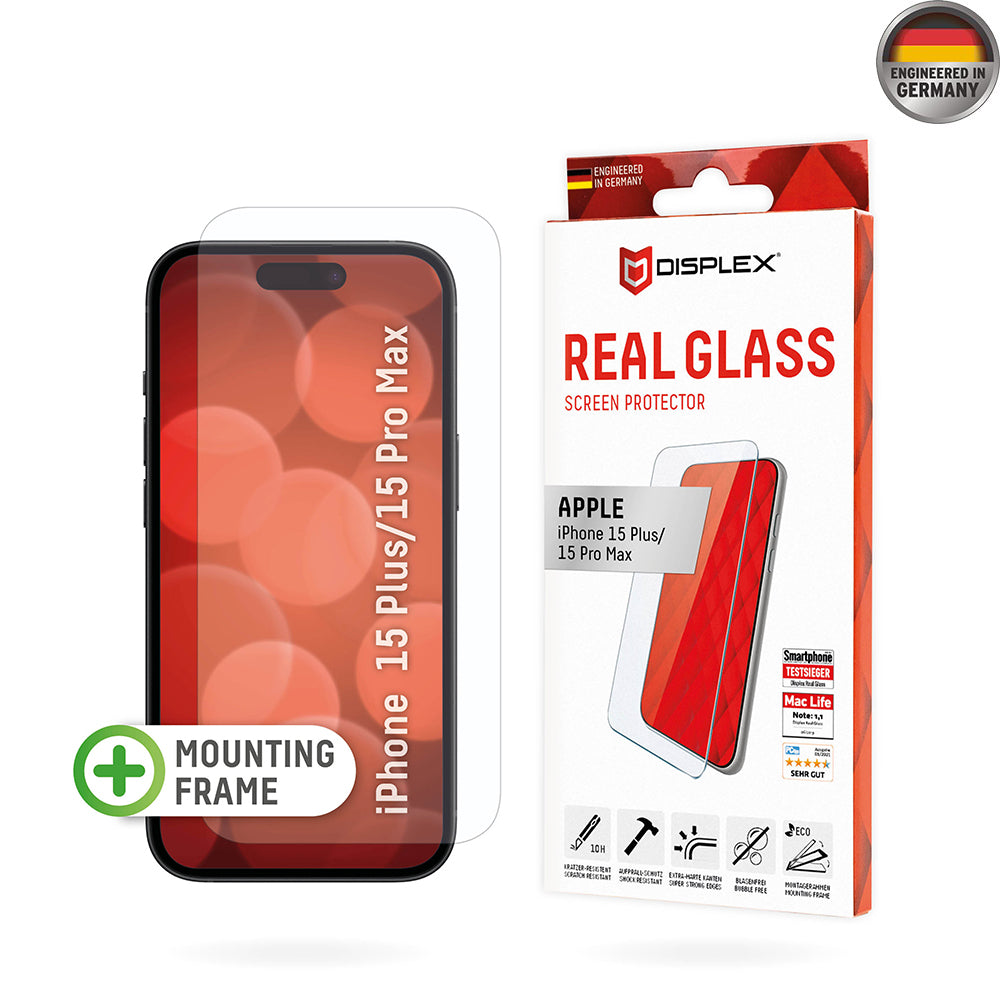 Folia ekranowa - Displex - Premium Real Glass 2D (iPhone i Samsung) W zestawie łatwy zestaw aplikacji