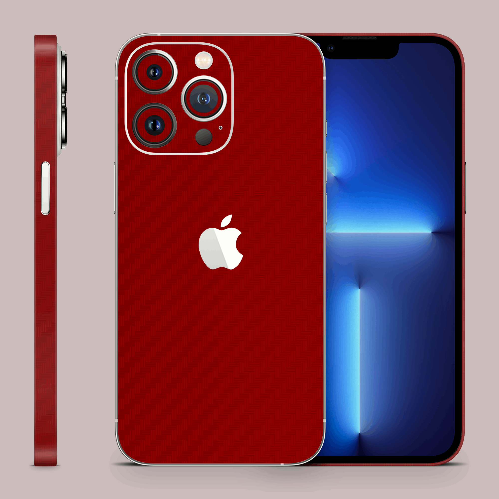 Iphone Skin - Skin IPhone - Carbon Rosu 3D